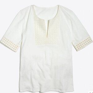NEW NWT J. Crew Factory Embroidered eyelet T-Shirt Color: Ivory